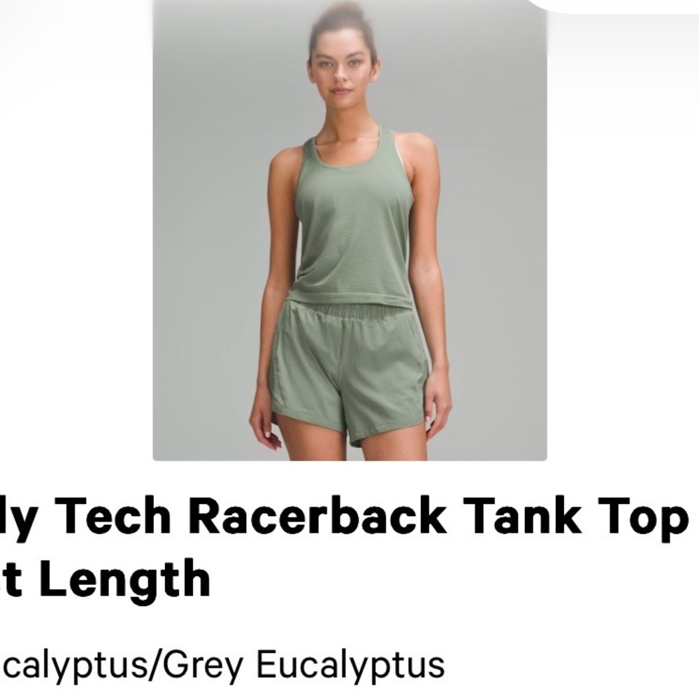 Lululemon Eucalyptus Racerback Tank Top Waist Length Size 10